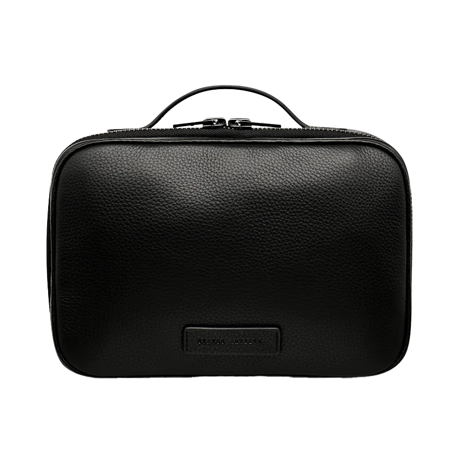 Farther Away leather toiletry bag black