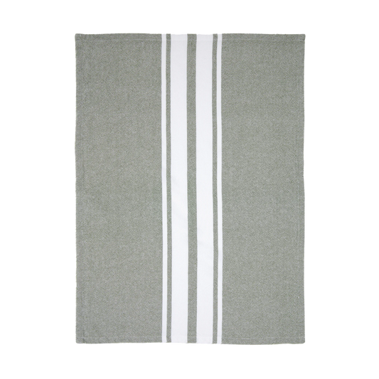 Stripe yarn dyed cotton tea towel olive