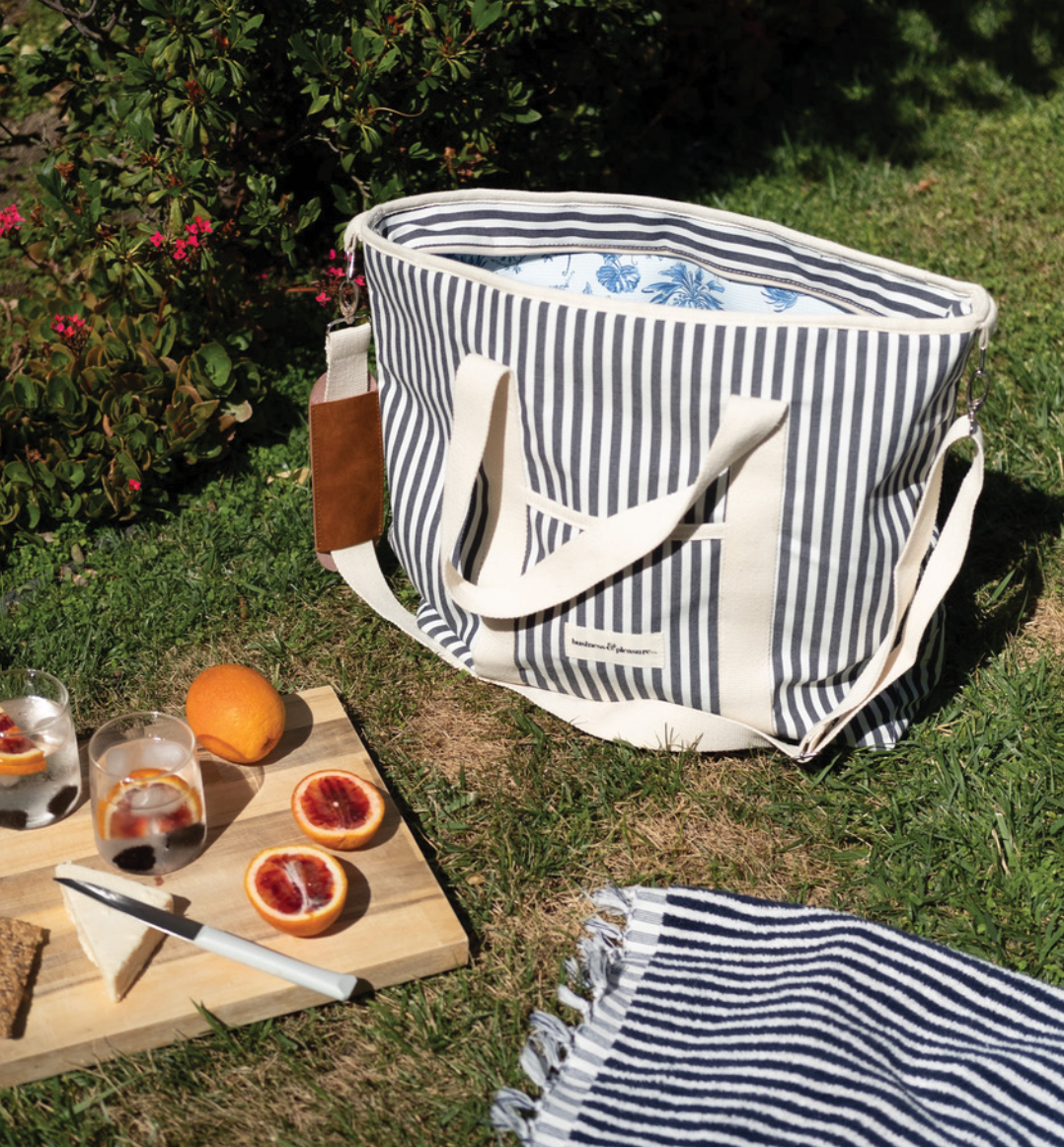 Cooler tote bag Laurens navy stripe 42 litres