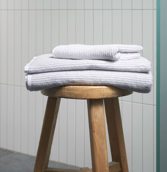 Striped cotton towel range grey & white