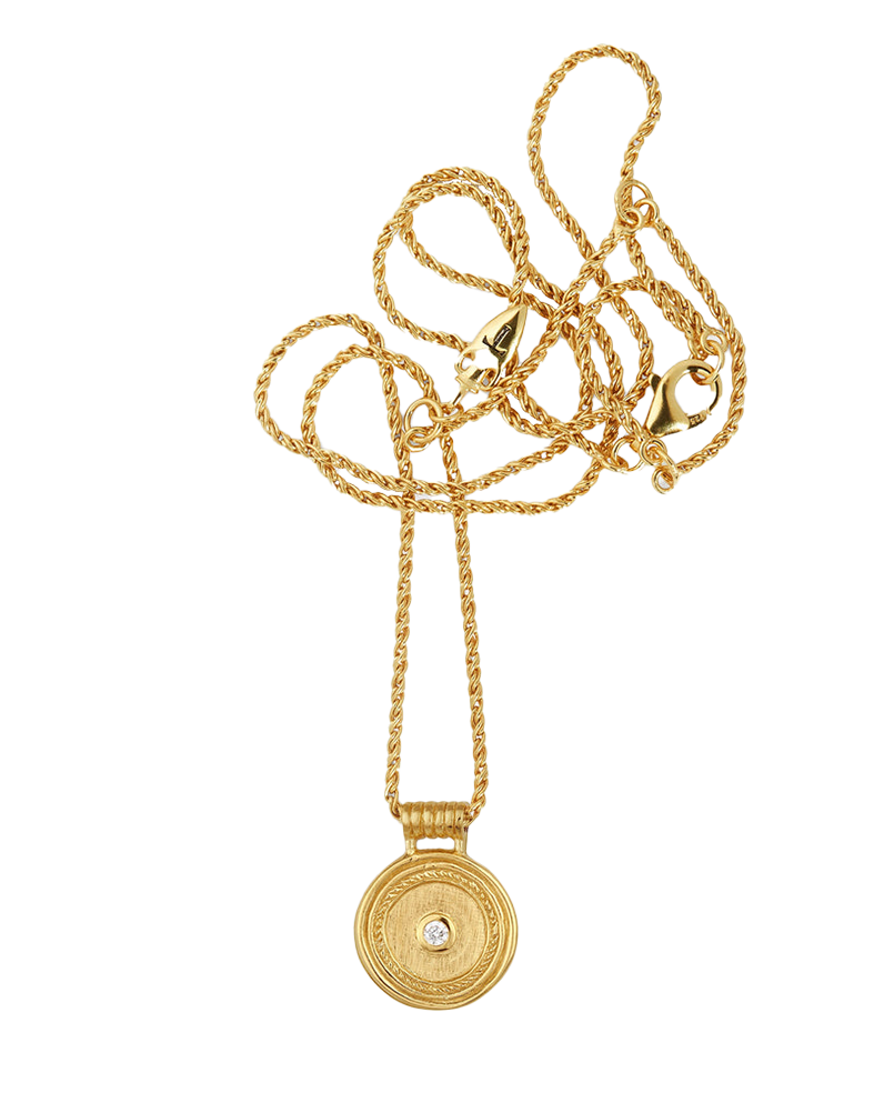 Temple of the Sun Capella coin necklace gold