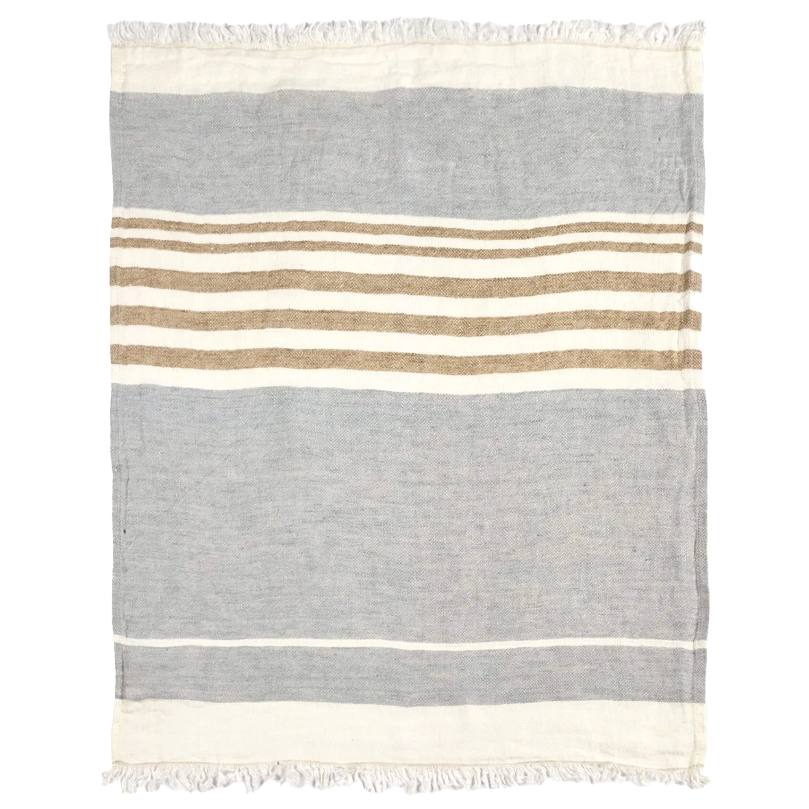 Belgium linen fouta throw ash stripe 110 x 180cm