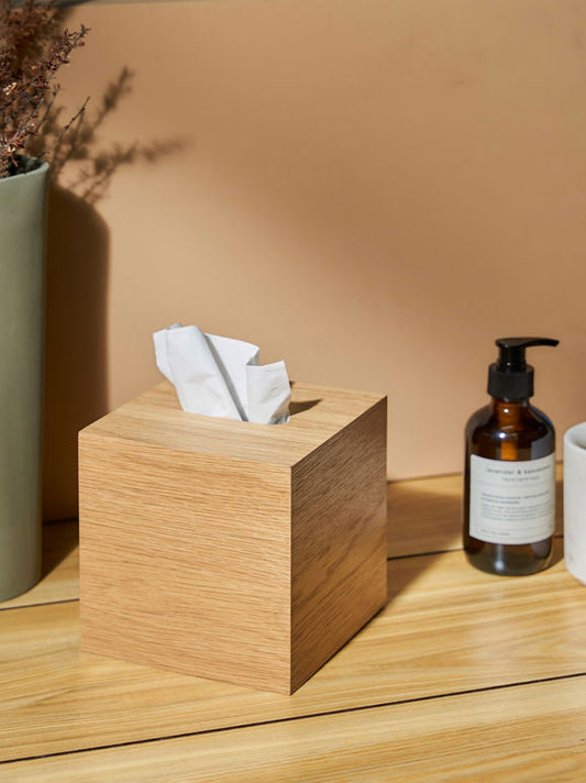 Square tissue box cover natural