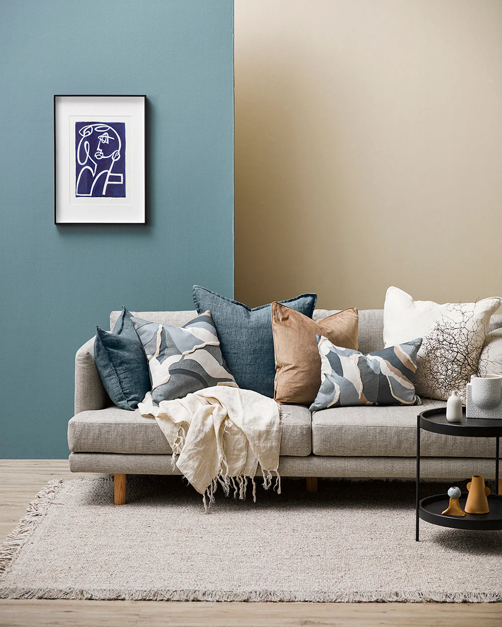 Ulster wool blend floor rug natural
