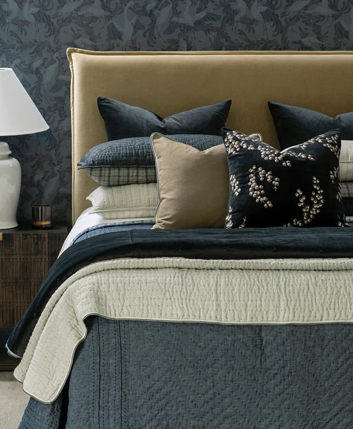 Velvet headboard sand