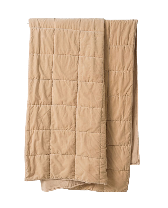 Cotton velvet quilted throw biscuit 140 x 180cm