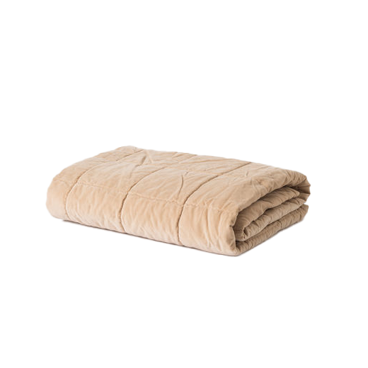 Cotton velvet quilted throw biscuit 140 x 180cm