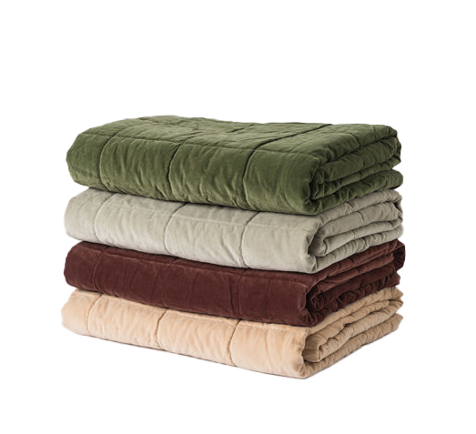 Cotton velvet quilted throw biscuit 140 x 180cm