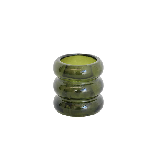 Reversible two-way glass candleholder green