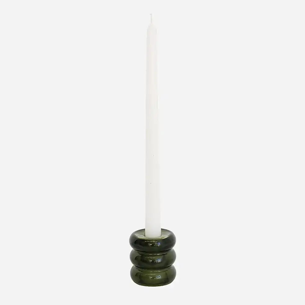 Reversible two-way glass candleholder green