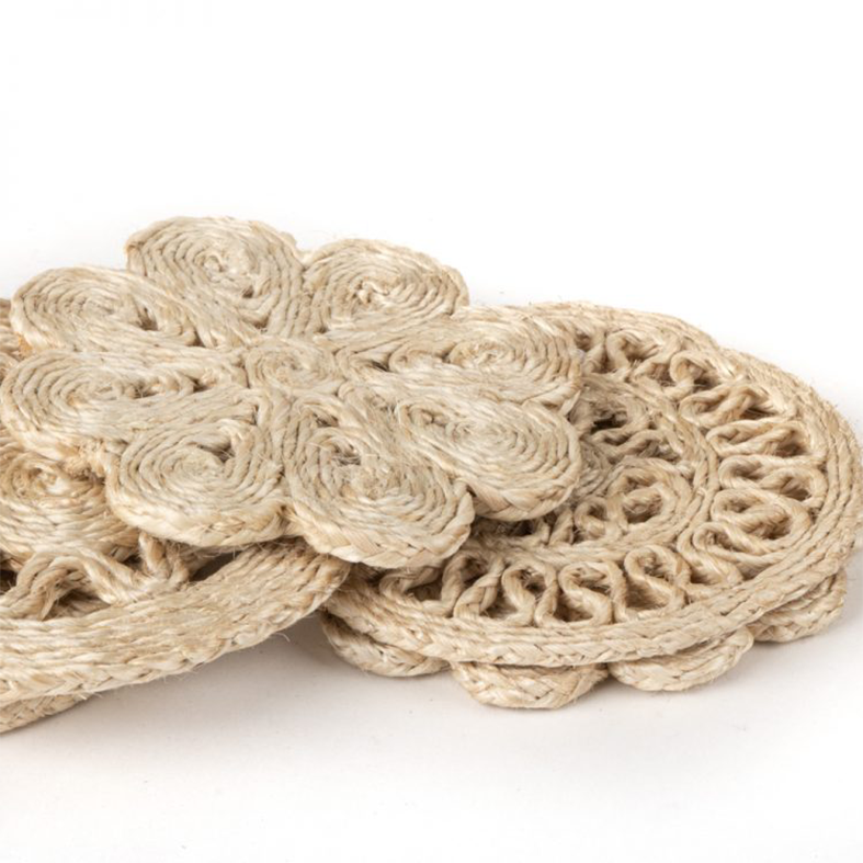 Woven jute coasters set of 6