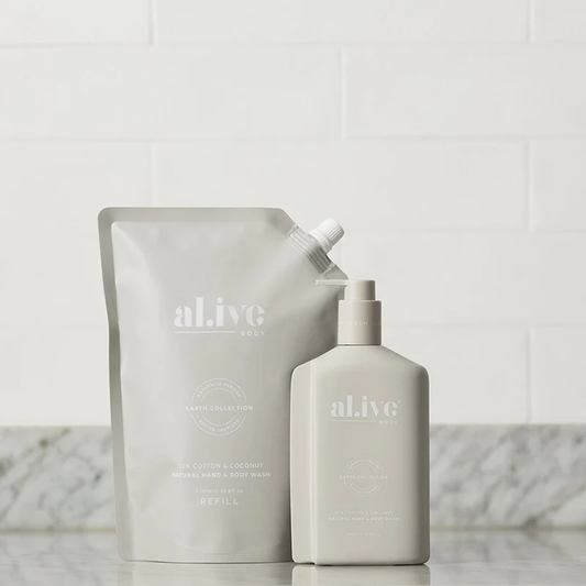 Al.ive hand + body wash refill sea cotton & coconut 1000mls