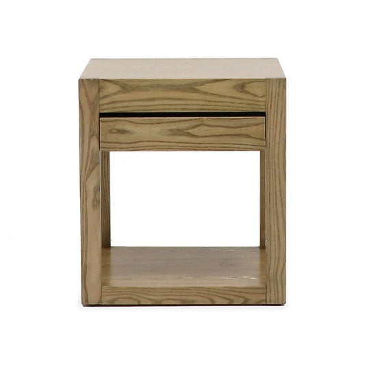 A minimal yet contemporary single drawer side table. Crafted using American ash wood.  A great addition to your home as a side table for the sofa or bed.  Dimensions: 45cm wide x 40cm deep x 51cm high