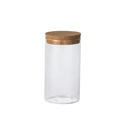Glass storage jar with wooden lid 22cm