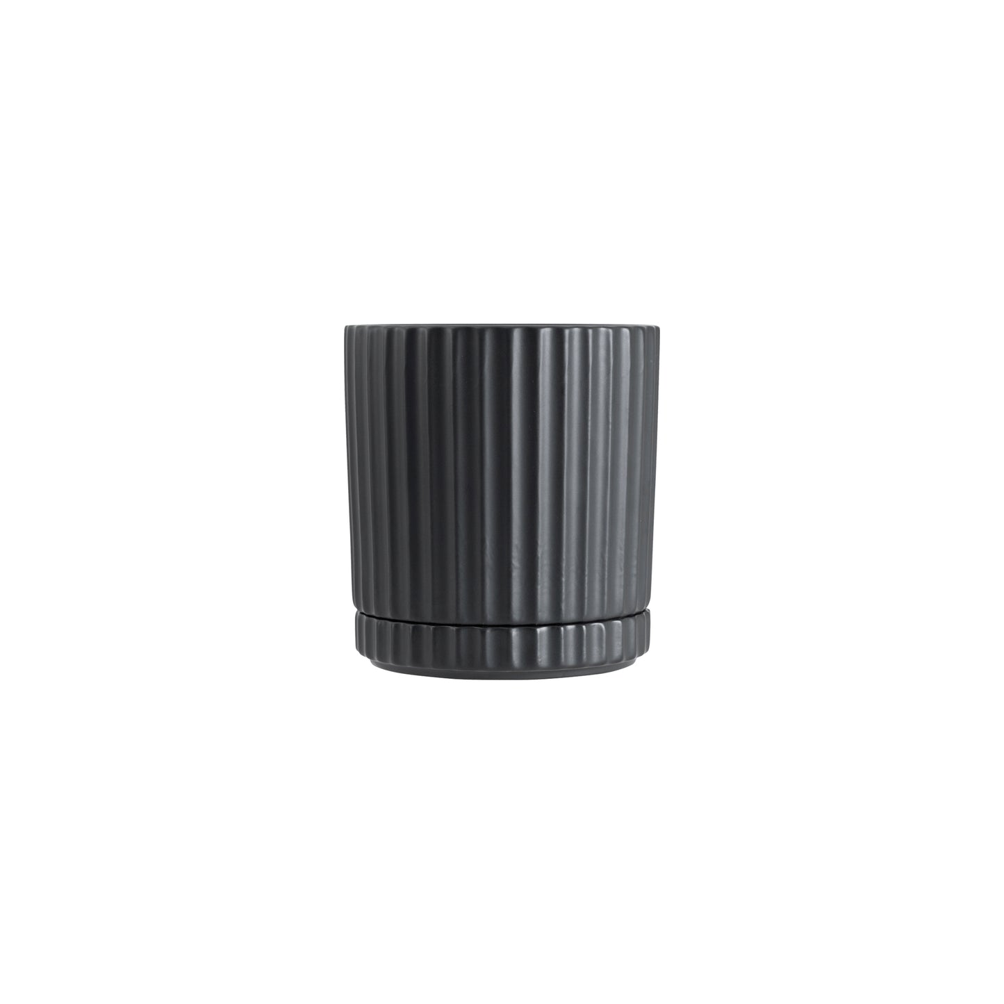 Inspired by the pillars at the Acropolis, the Athens planter in black combines classic style with the functionality of a drainage hole and matching saucer. Mix and match plant pots to add personality and greenery to any space. Colour: black Dimensions: 13cm internal diameter x 16cm high