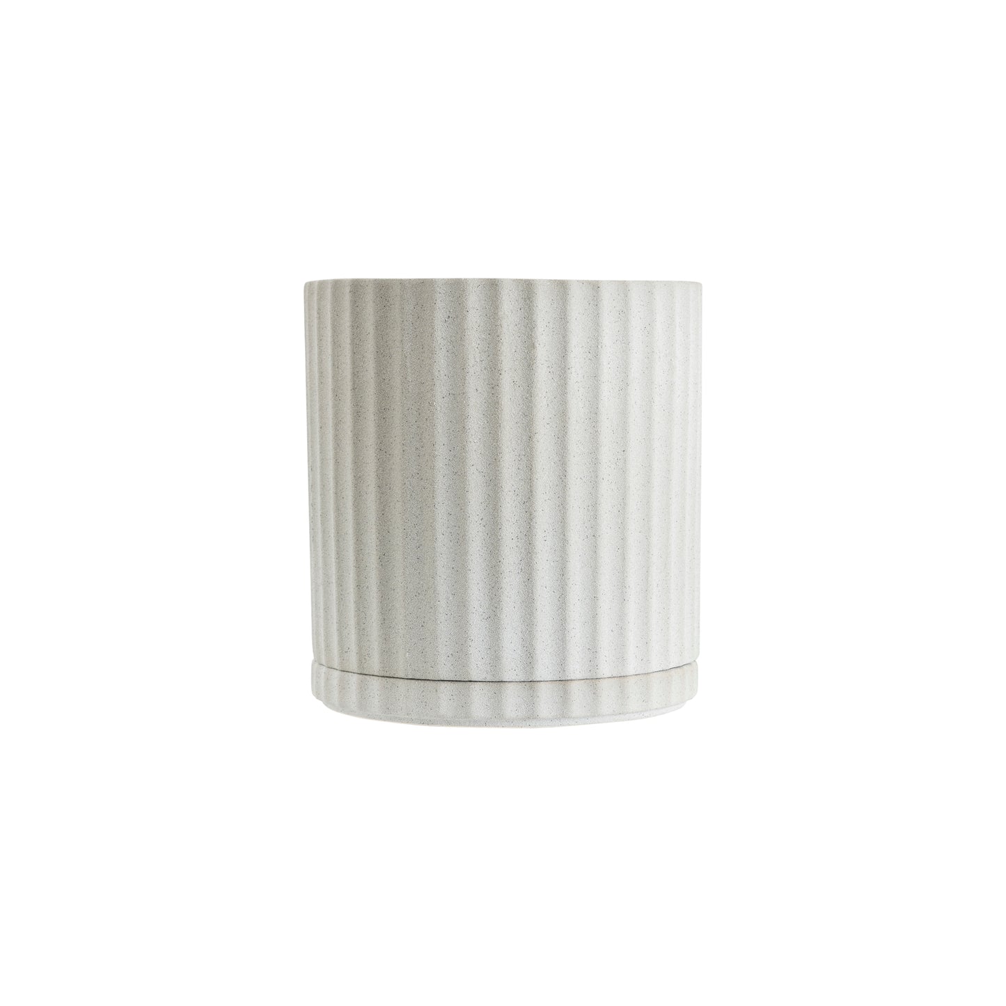 Inspired by the pillars at the Acropolis, the Athens planter in white combines classic style with the functionality of a drainage hole and matching saucer. Mix and match plant pots to add personality and greenery to any space. Colour: sand Dimensions: 16.5cm internal diameter x 19cm high
