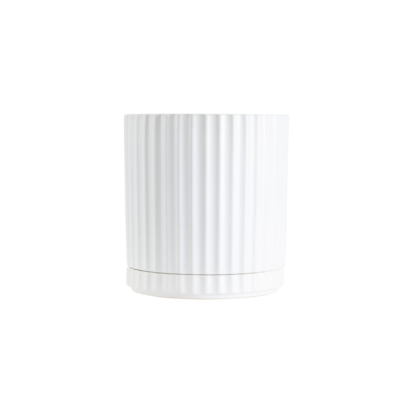 Inspired by the pillars at the Acropolis, the Athens planter in white combines classic style with the functionality of a drainage hole and matching saucer. Mix and match plant pots to add personality and greenery to any space. Colour: white Dimensions: 16.5cm internal diameter x 19cm high