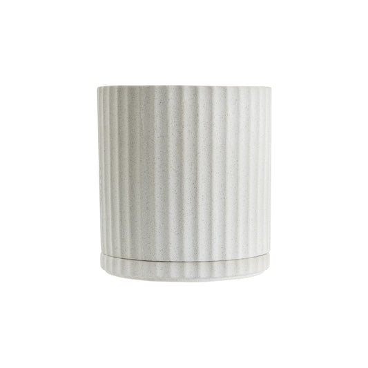 Inspired by the pillars at the Acropolis, the Athens planter in white combines classic style with the functionality of a drainage hole and matching saucer.   Mix and match plant pots to add personality and greenery to any space.  Colour: sand   Dimensions: 20cm internal diameter x 23cm high