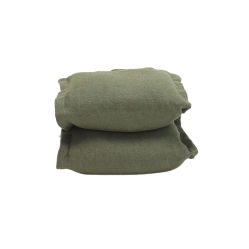 Linen heat pack with removable cover moss