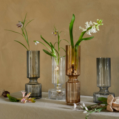 Mouth-blown smokey grey vase 25cm