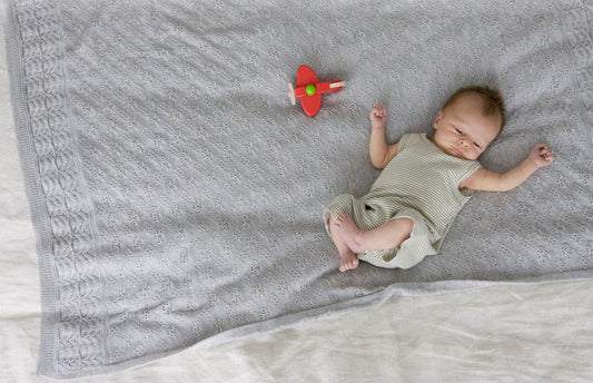 Merino Heirloom baby blanket dark grey