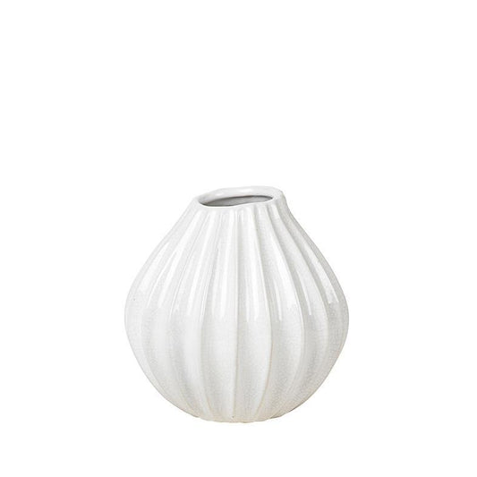 Broste wide lines vase white small 15cm