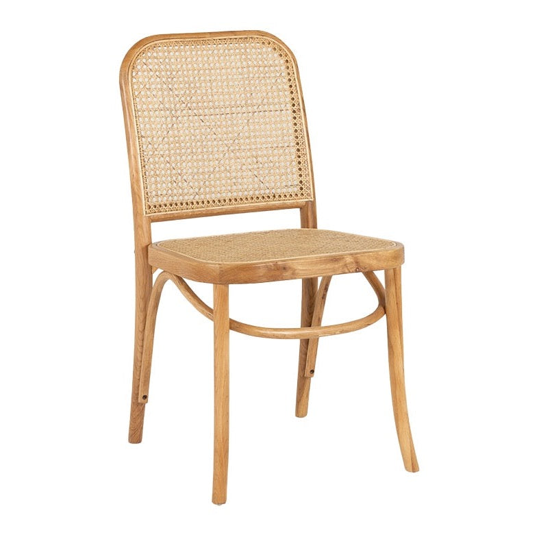 Oak & rattan dining chair natural