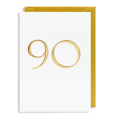 90 Gold foil standard card. Card is blank inside.