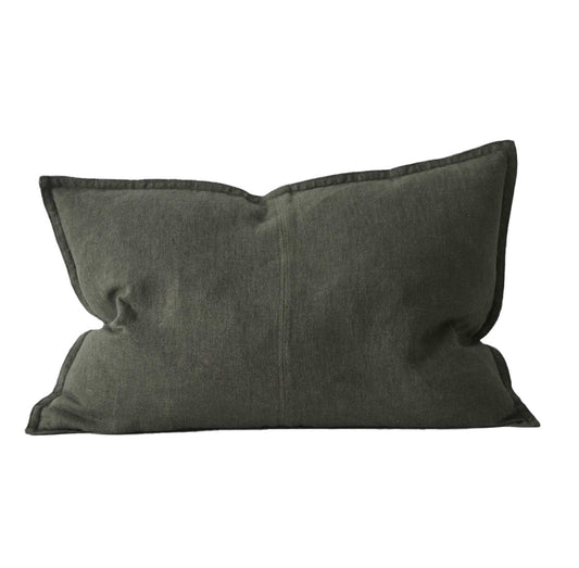 Como linen cushion cover khaki 60 x 40cm