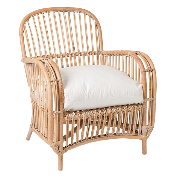 Large rattan armchair whitewash