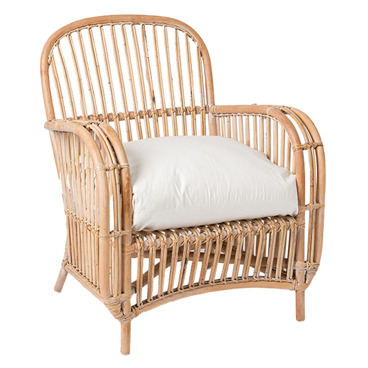 Large rattan armchair whitewash