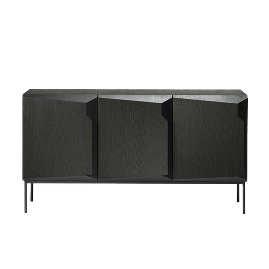 Oak angled sideboard 3-door 150cm black