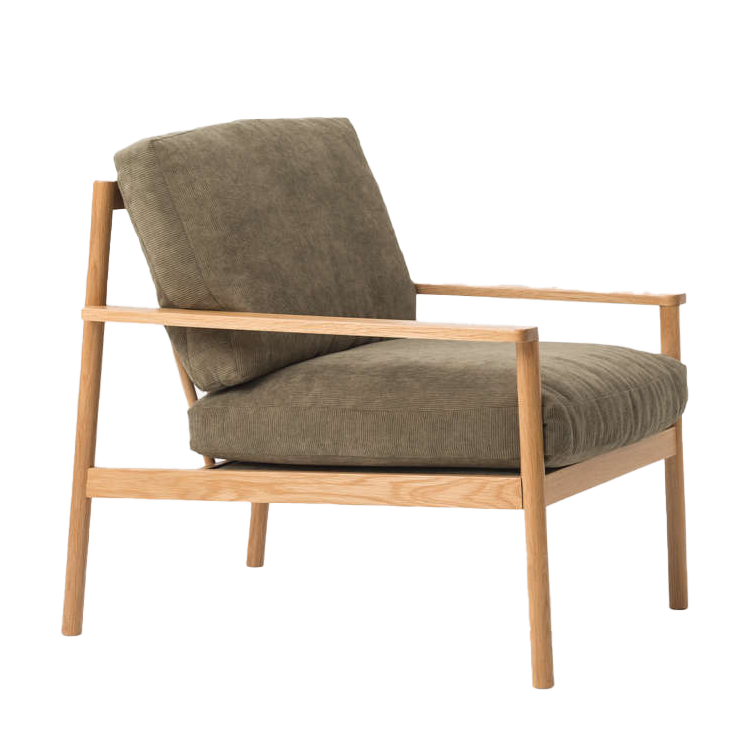 NZ made upholstered armchair cruze cord