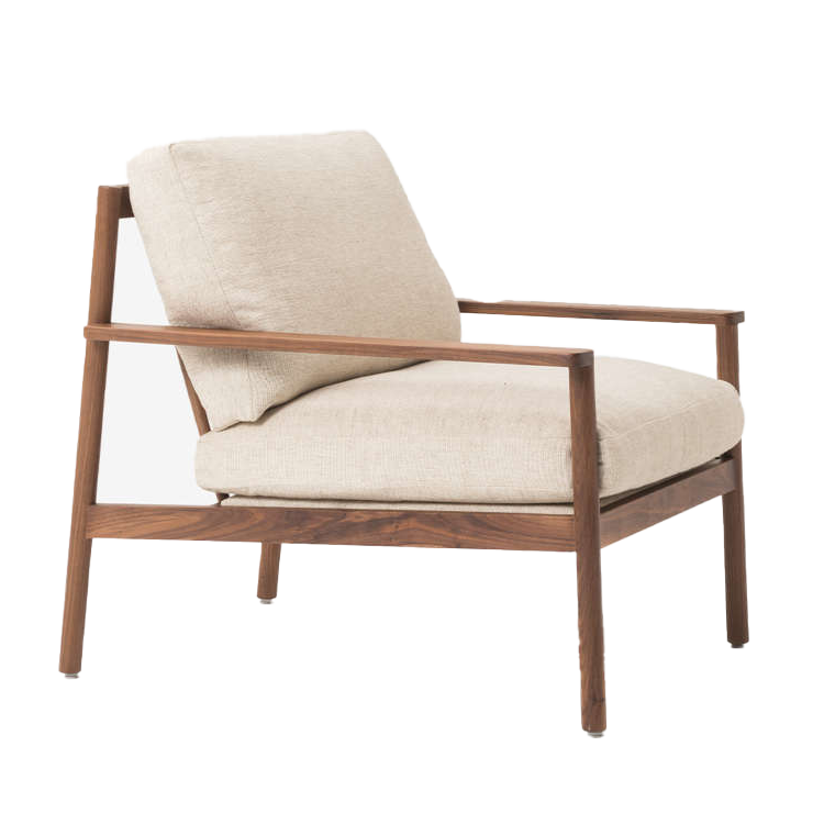 NZ made upholstered armchair husk fabric