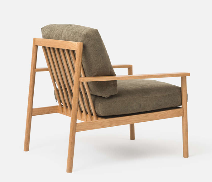 NZ made upholstered armchair cruze cord