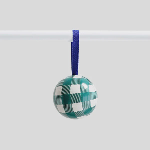 Xmas tin bauble green check