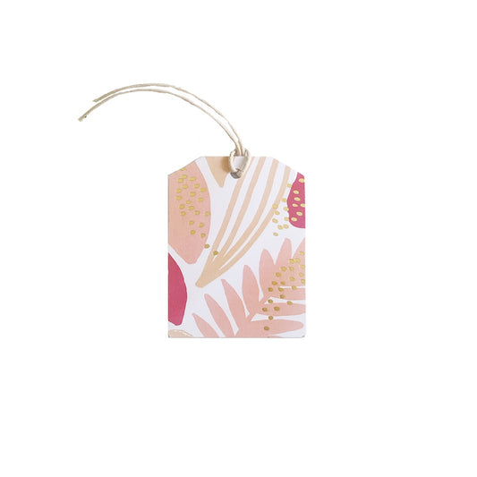 Elm paper botanical gift tag with gold foil dots