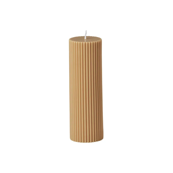 Ridged pillar candle honey