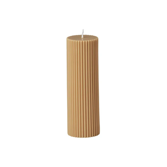 Ridged pillar candle honey