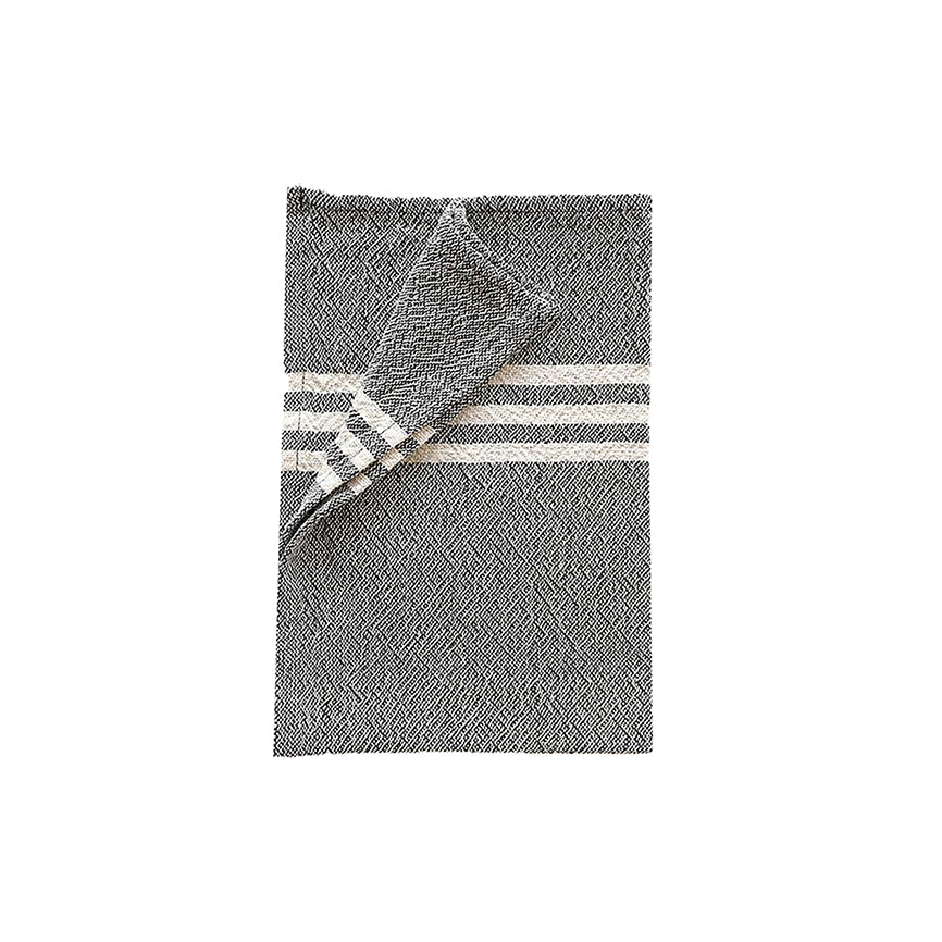 Small cotton towel charcoal with white stripe