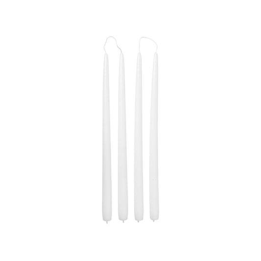 Broste set of 4 tall taper candles 38cm white