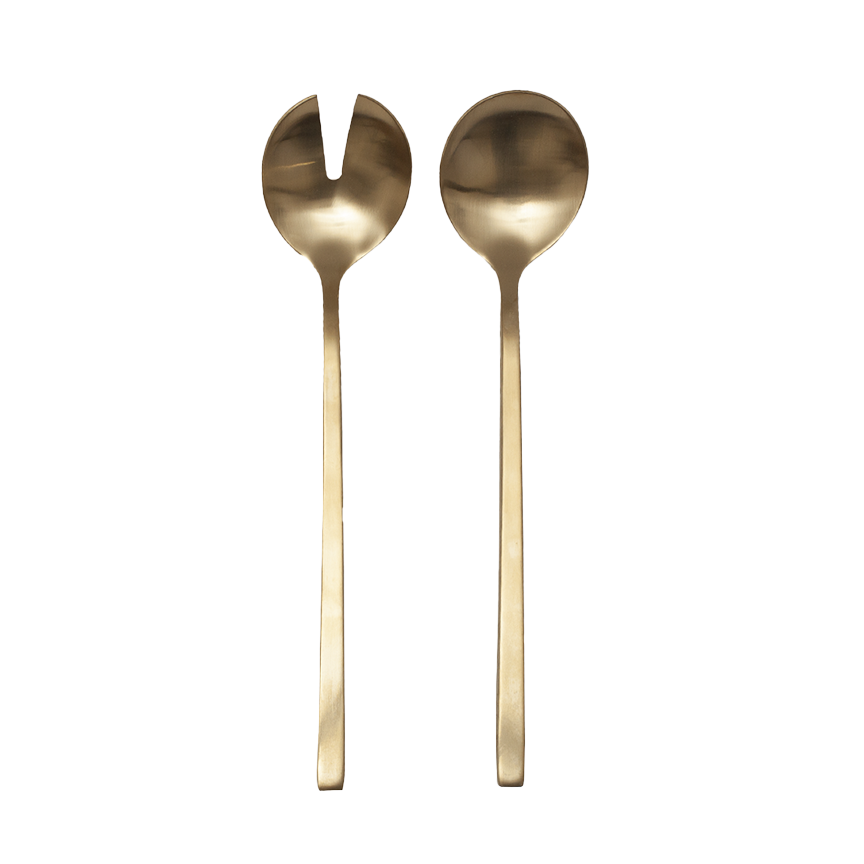 Stainless steel salad servers 30cm long gold