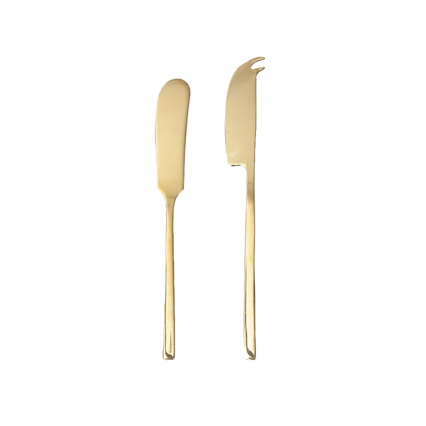 Stainless steel cheese knife set gold
