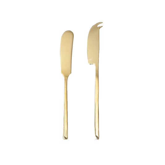 Stainless steel cheese knife set gold
