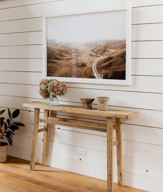 Reclaimed elm wood console 150cm long
