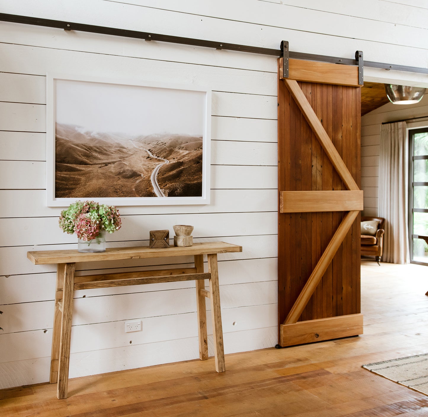 Reclaimed elm wood console 150cm long