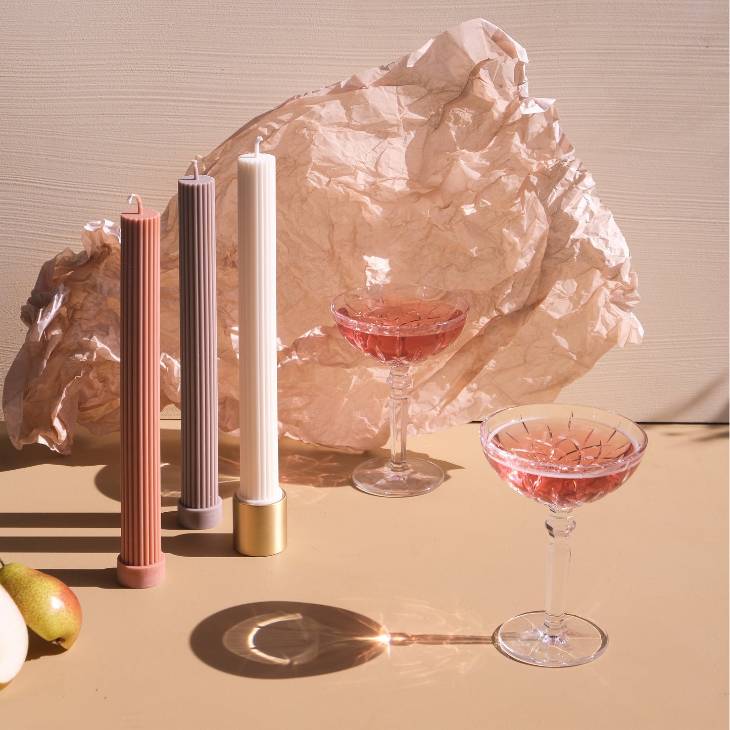 Column candleholder brass