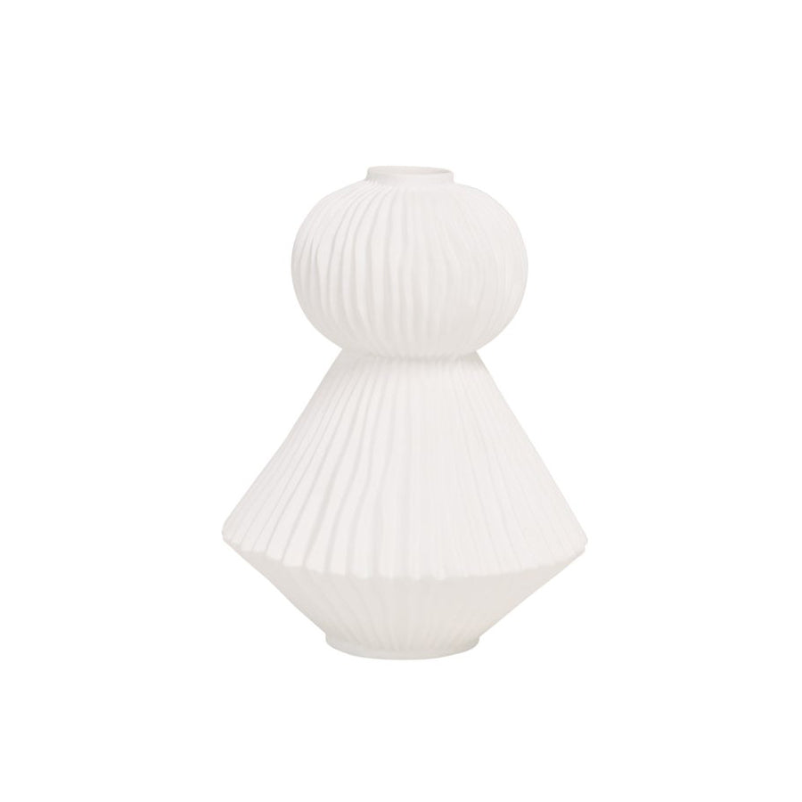 Fine bone china two-tier round vase white