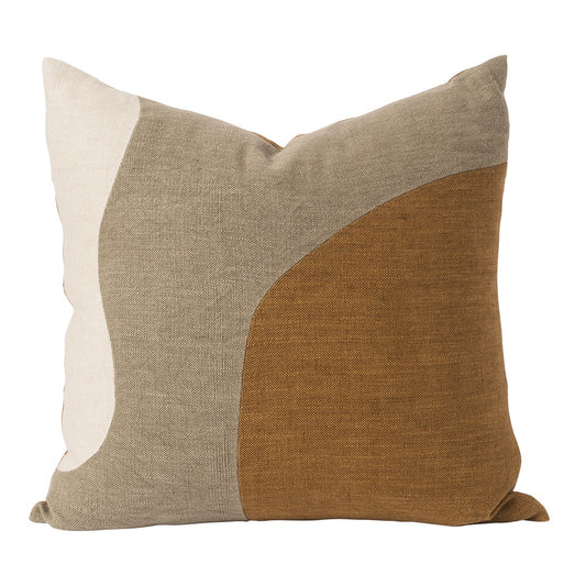 Add texture to your living space with this beautiful linen blend cushion cover, featuring a modern patchwork design.  Made of 50% linen and 50% cotton.  Colour: natural multi  Dimensions: 50cm square