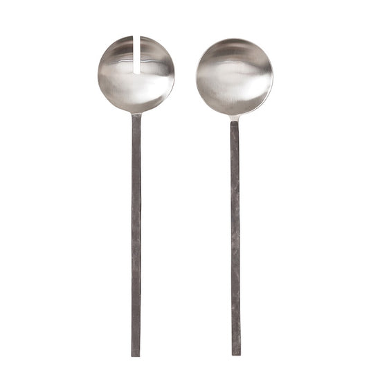 Hand forged burnished salad servers 30cm